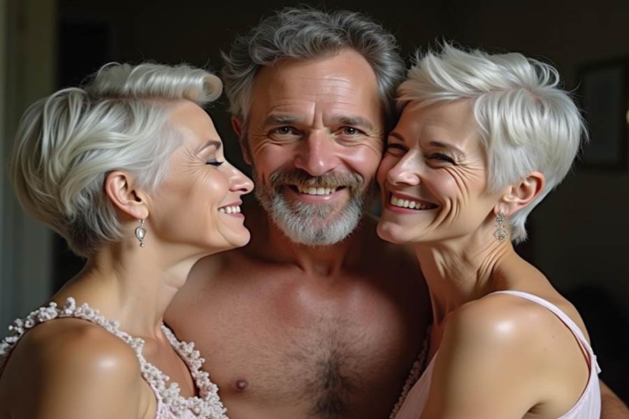 sex between man and two older beautiful woman